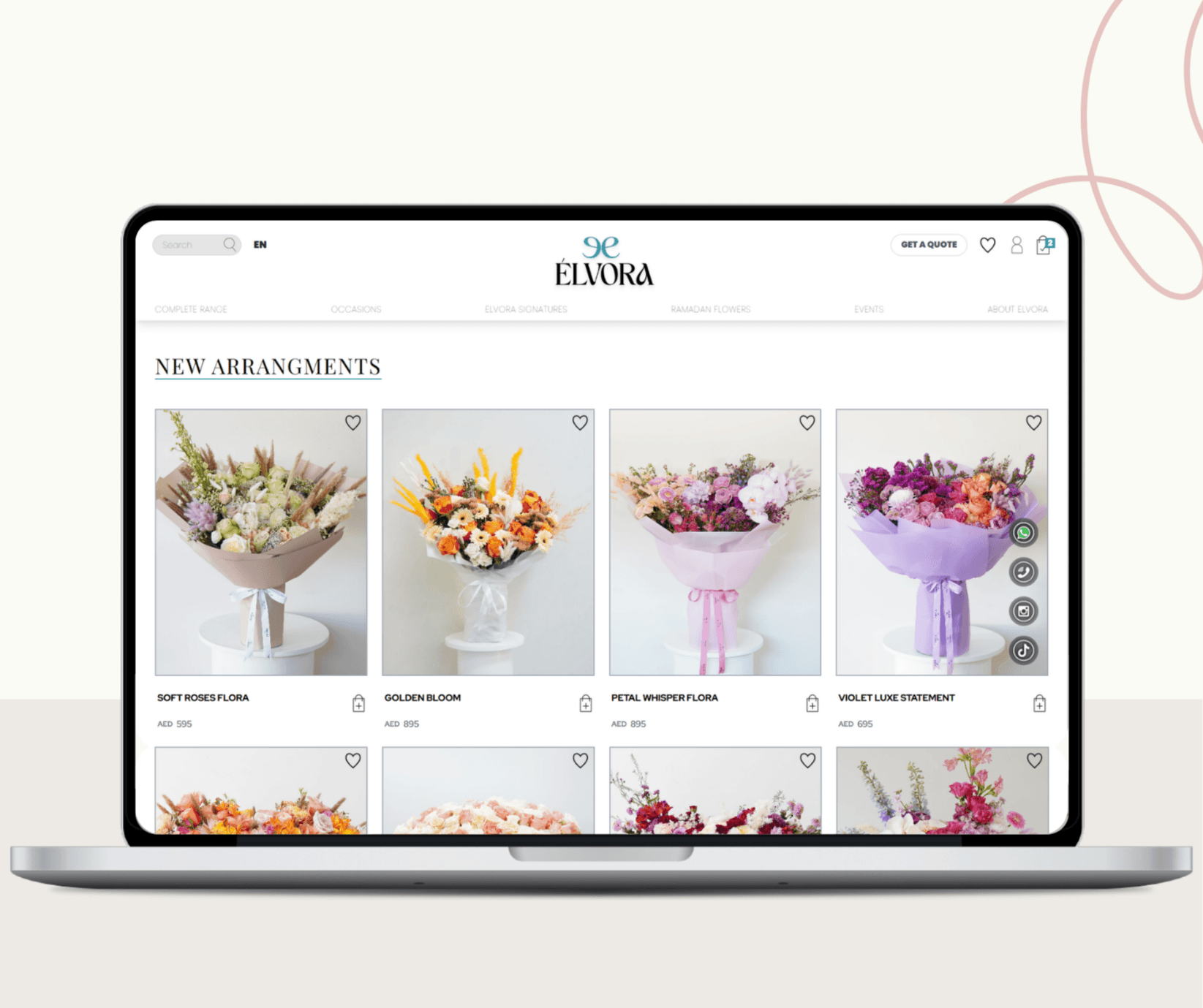 Elvora — Flowers & Gifts ecommerce website design