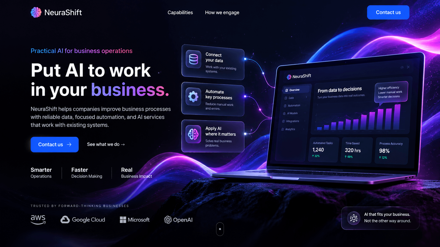 Screenshot of NeuraShift — Practical AI for Business Operations