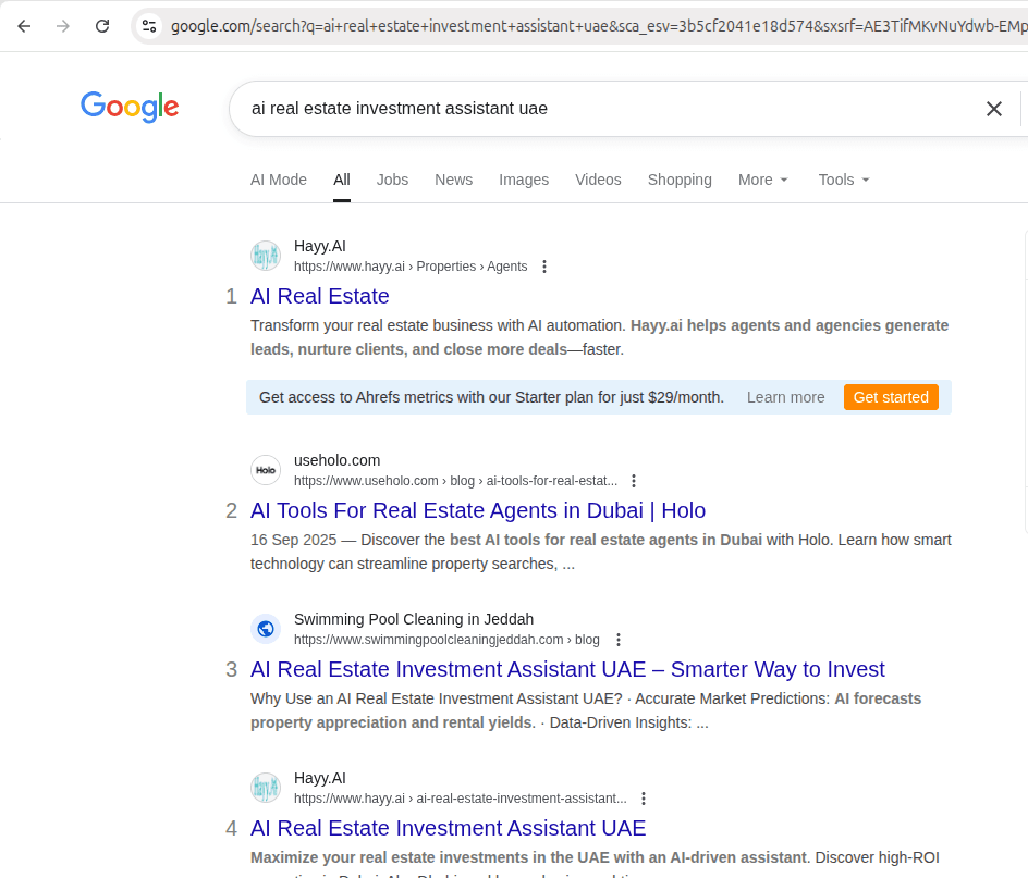 Ranking evidence for Leading AI Real Estate Search in the UAE