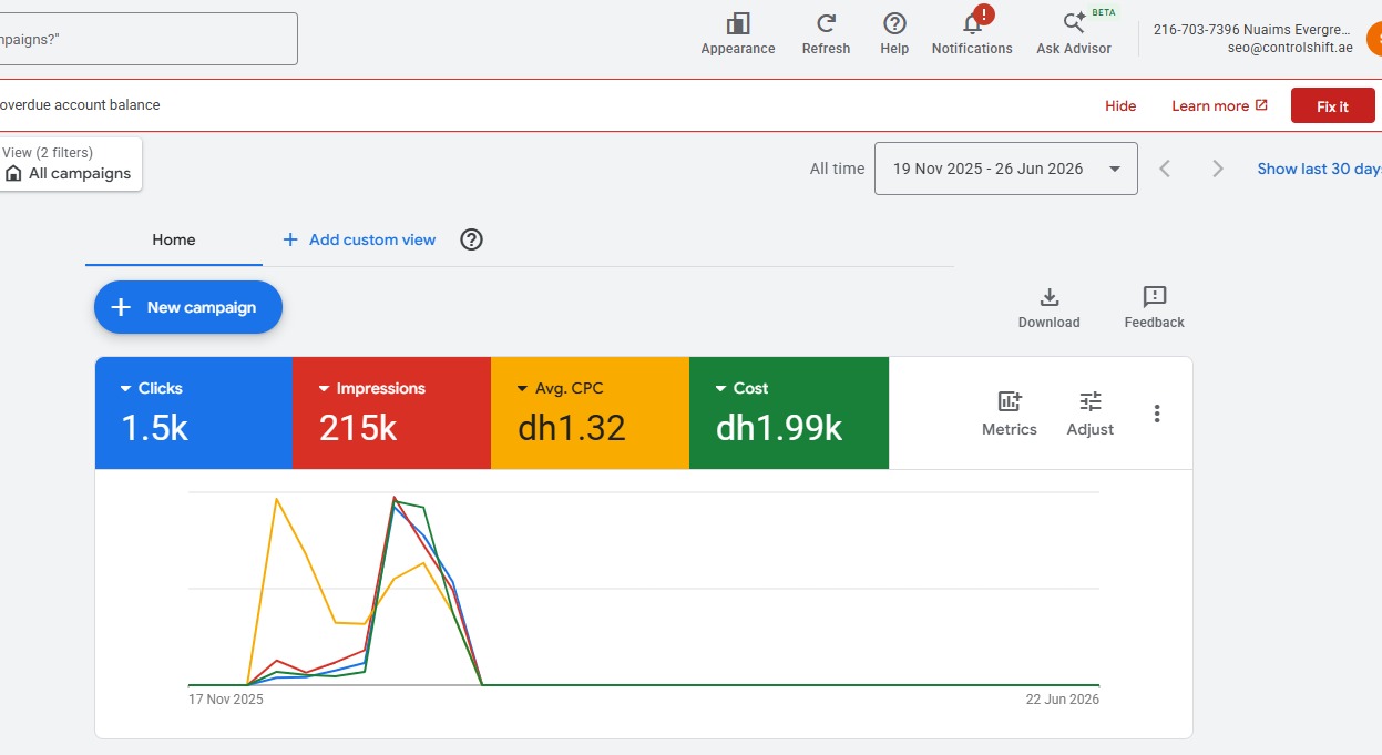 Nuaims Evergreen dashboard