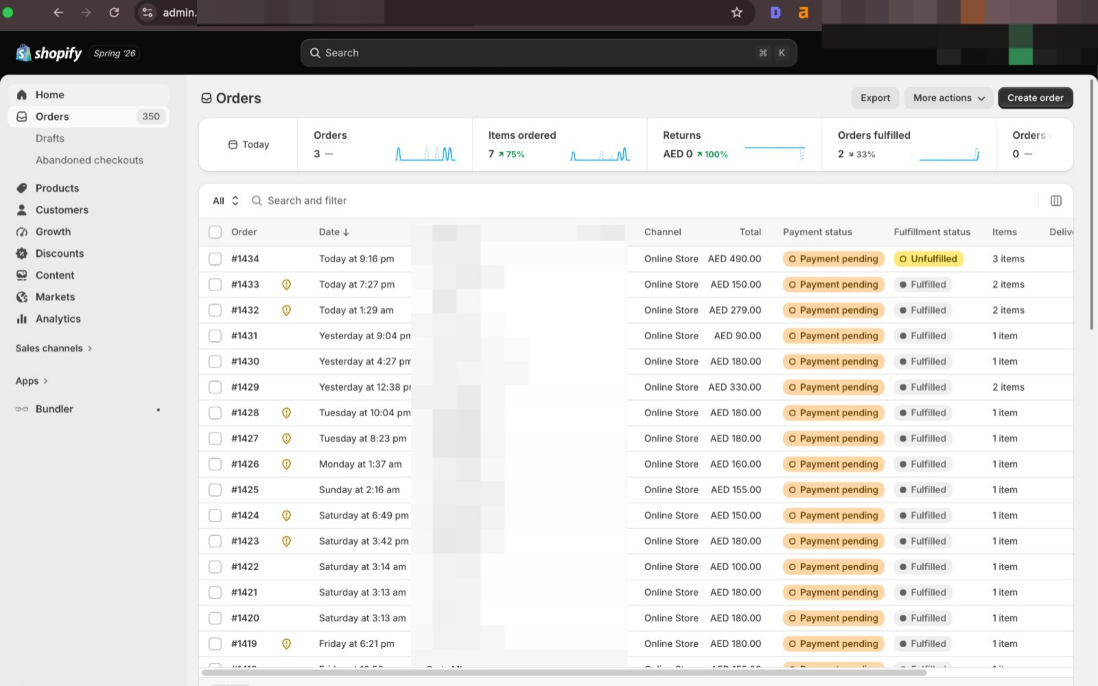 Google Ads and analytics dashboard showing eCommerce revenue and return on ad spend for a Control Shift client store in Ajman